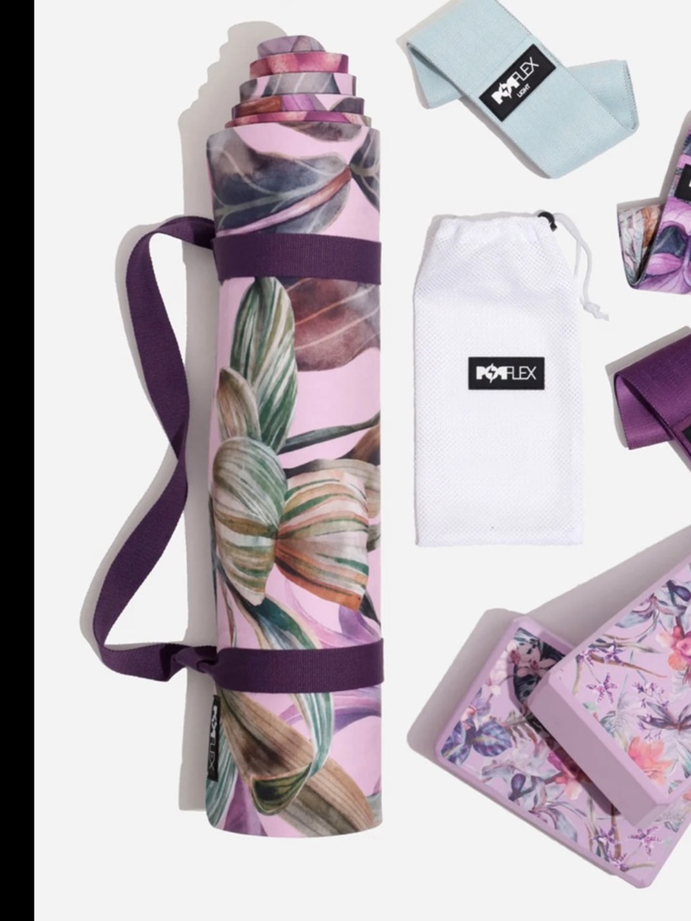 SOLD OUT POPFLEX Floral Yoga Mat in Pink and Purple